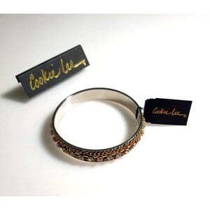 Cookie Lee Gold Tone Rhinestone Bangle Bracelet 2.75 In Diameter New Accessory